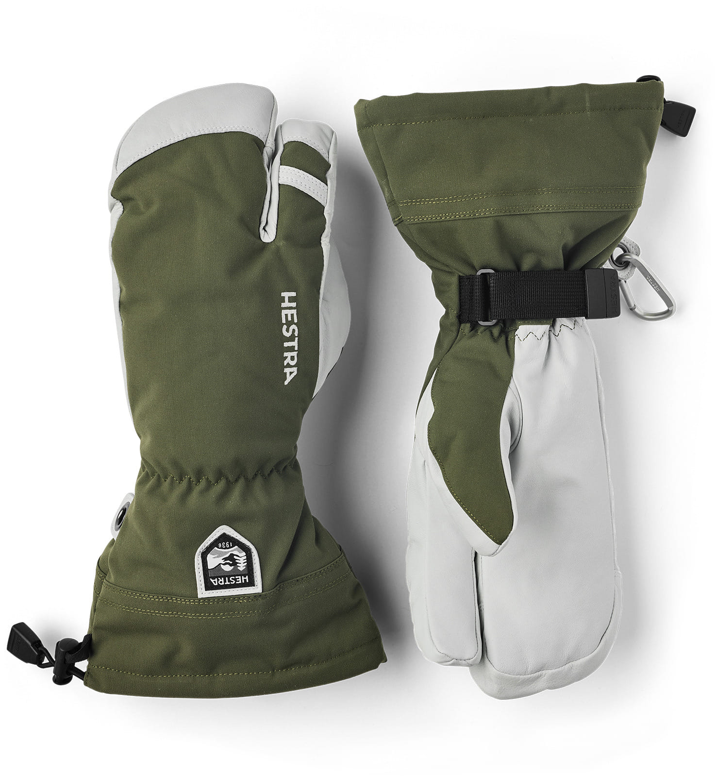 HESTRA Heli Ski 3-Finger size:6 新品未使用 Hestra Army Leather Heli Ski 3-Finger Gloves olive Size 6 - Transa.ch